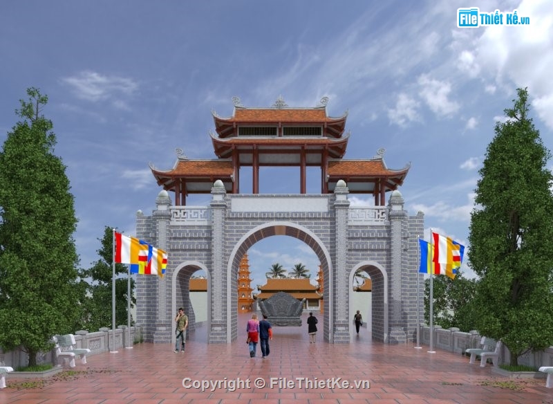 kiến trúc và kết cấu,kiến trúc và kết cấu cổng,cổng tam quan,full hồ sơ bản vẽ cổng tam quan
